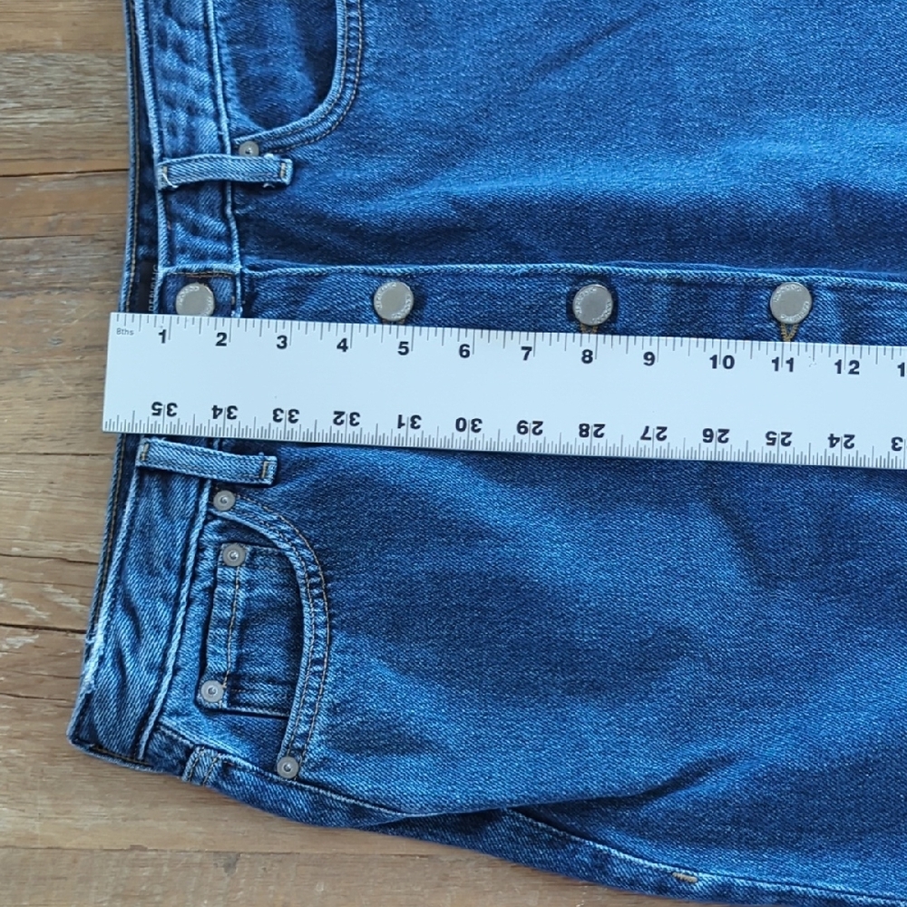 Banana Republic Blue Denim Midi Jean Skirt with Contrast Topstitching - Picture 10 of 16